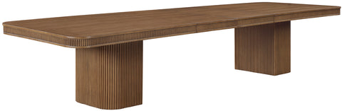 Arden 112" / 136" / 160" Brown Solid Wood And Oak Veneer Dining Table, 1 Piece