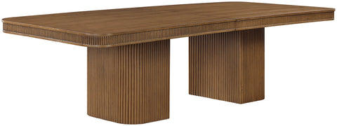 Arden 112" / 136" / 160" Brown Solid Wood And Oak Veneer Dining Table, 1 Piece
