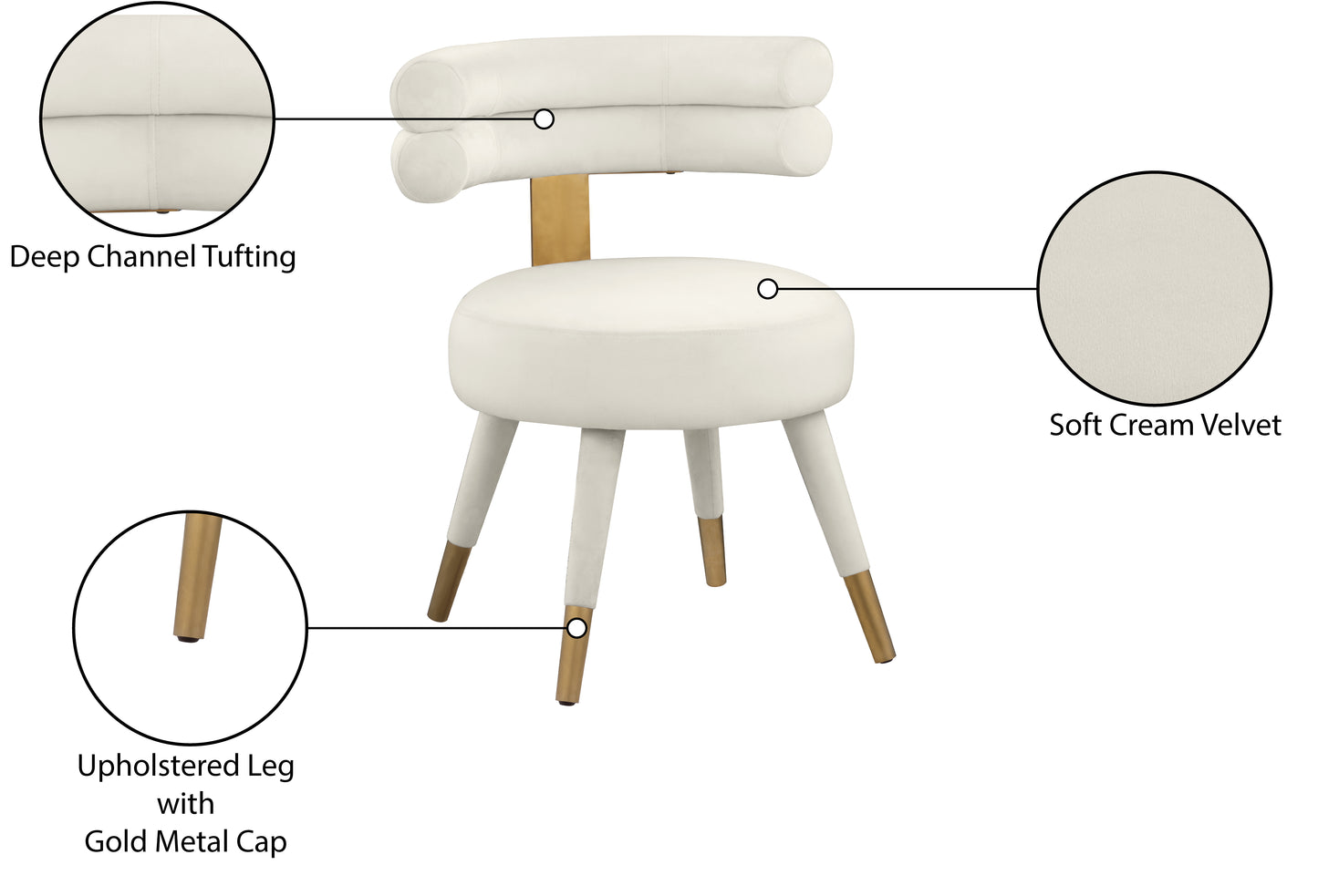 burton cream velvet dining chair c