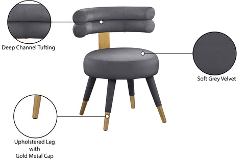 Burton Grey Velvet Dining Chair C