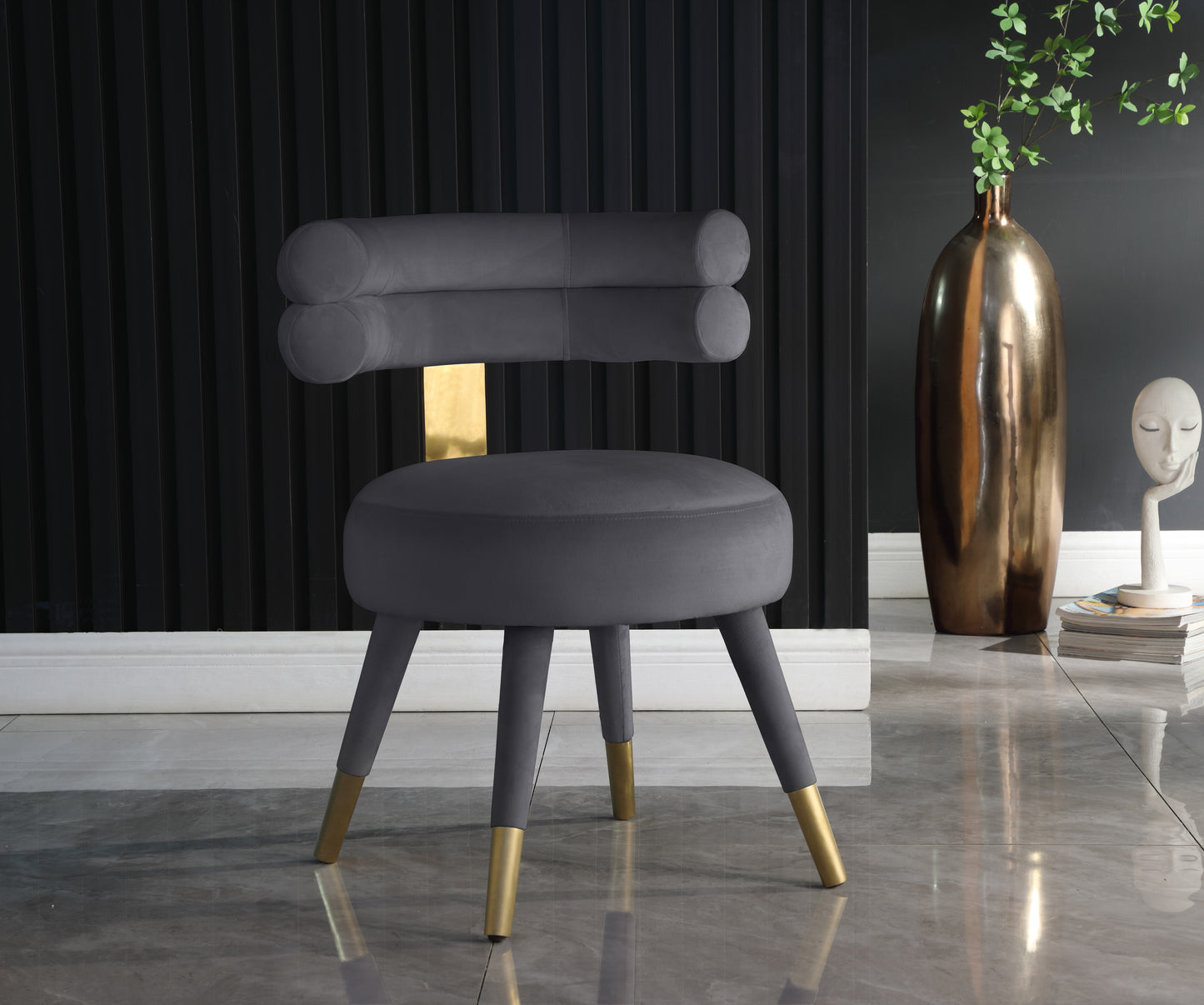 burton grey velvet dining chair c