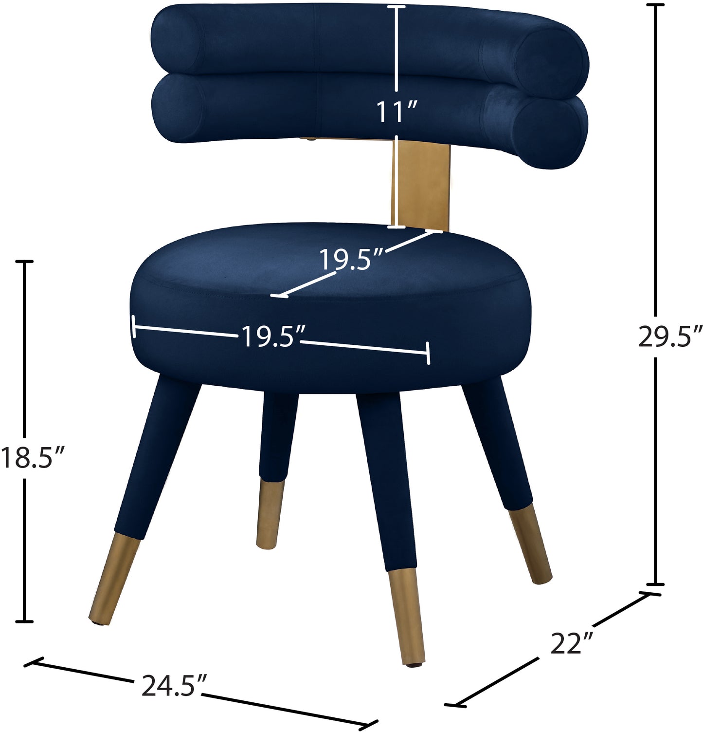 burton navy velvet dining chair c