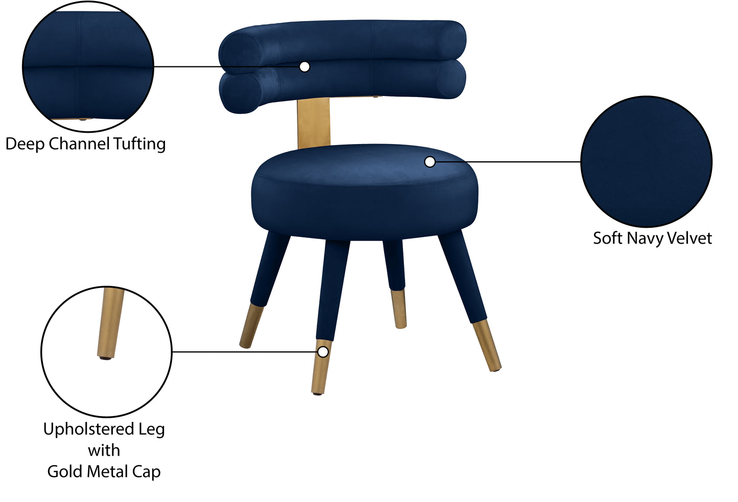 burton navy velvet dining chair c