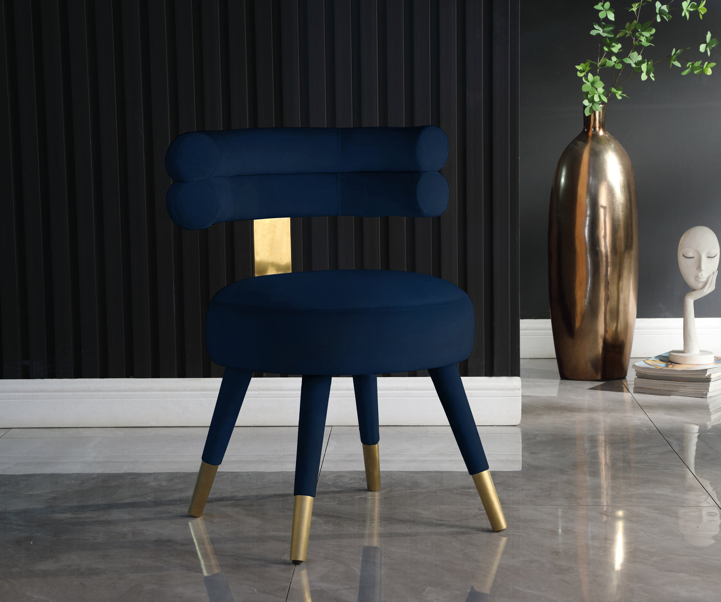 burton navy velvet dining chair c