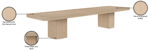 Arden 112" / 136" / 160" Natural Solid Wood And Oak Veneer Dining Table, 1 Piece