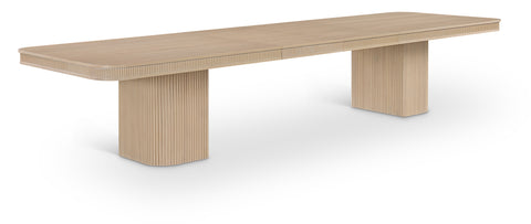 Arden 112" / 136" / 160" Natural Solid Wood And Oak Veneer Dining Table, 1 Piece