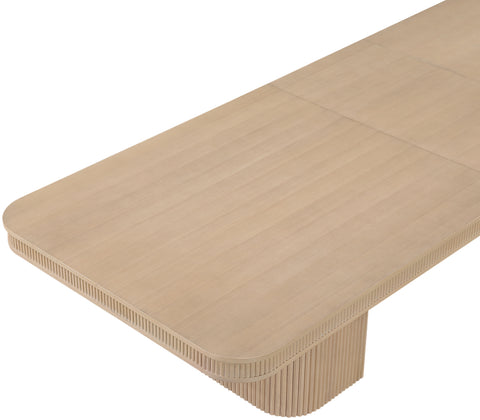 Arden 112" / 136" / 160" Natural Solid Wood And Oak Veneer Dining Table, 1 Piece