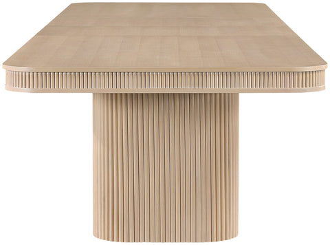 Arden 112" / 136" / 160" Natural Solid Wood And Oak Veneer Dining Table, 1 Piece