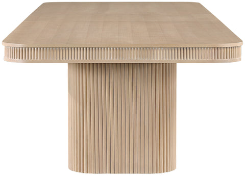 Arden 112" / 136" / 160" Natural Solid Wood And Oak Veneer Dining Table, 1 Piece