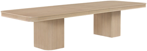 Arden 112" / 136" / 160" Natural Solid Wood And Oak Veneer Dining Table, 1 Piece