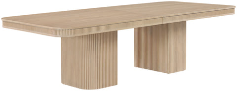 Arden 112" / 136" / 160" Natural Solid Wood And Oak Veneer Dining Table, 1 Piece