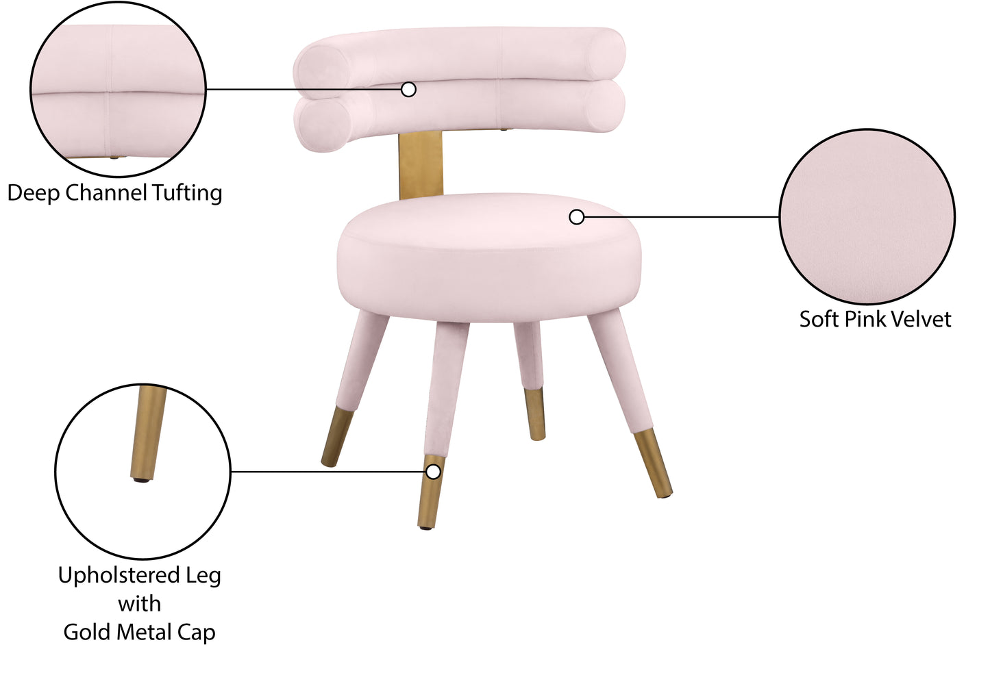 burton pink velvet dining chair c