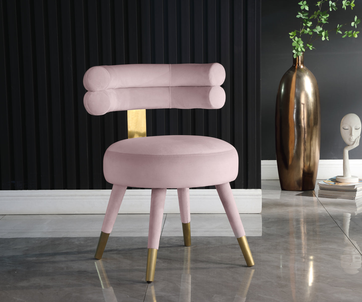 burton pink velvet dining chair c