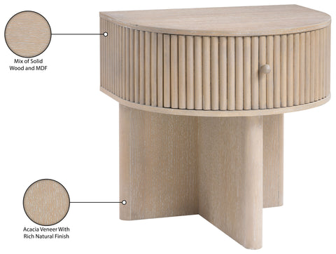 Indie 23.75" Natural Acacia Veneer And Solid Wood Nightstand, 1 Piece