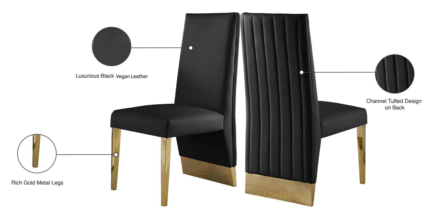 bloom black vegan leather dining chair