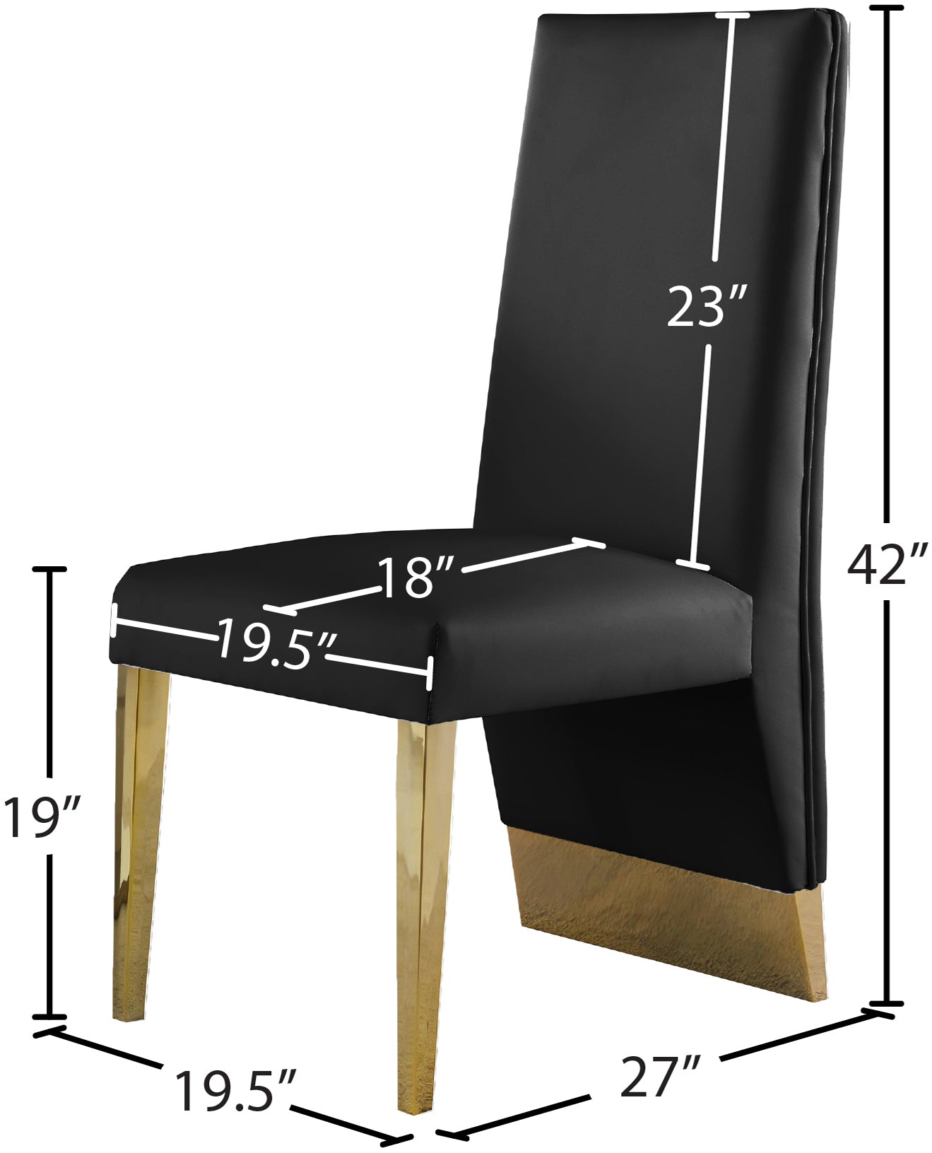 bloom black vegan leather dining chair