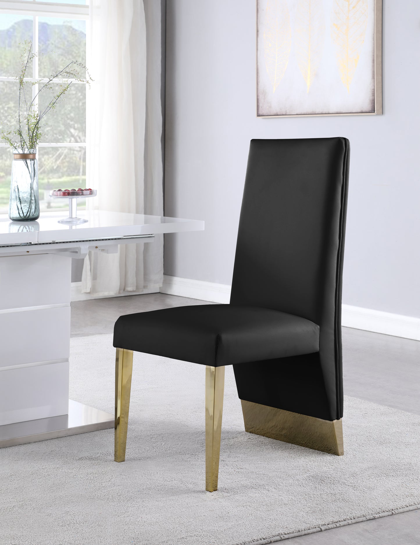 bloom black vegan leather dining chair