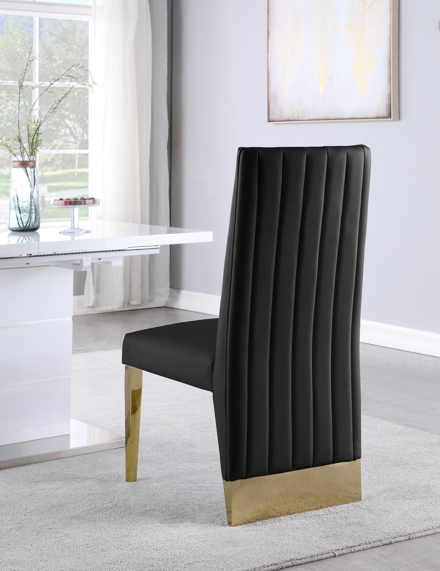 bloom black vegan leather dining chair