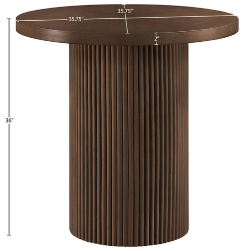Willow 36" Brown Oak Veneer And Solid Wood Counter Height Table, 1 Piece
