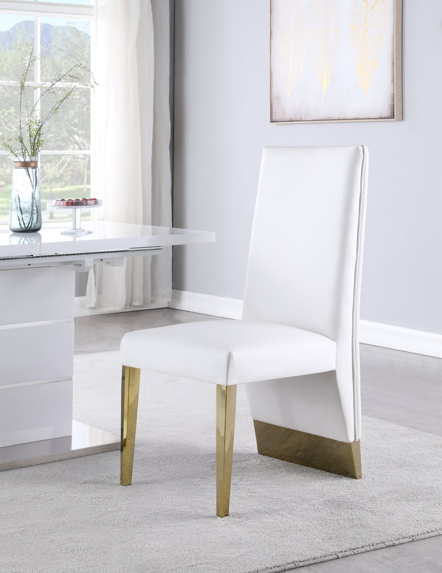 bloom white vegan leather dining chair