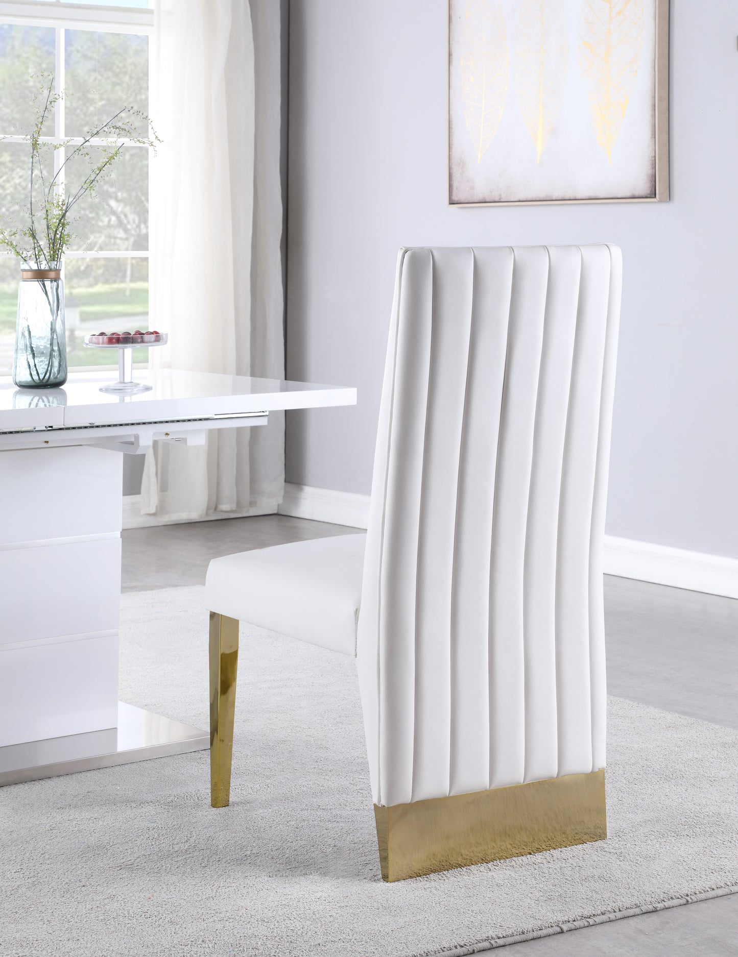 bloom white vegan leather dining chair