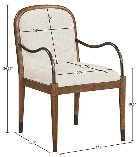 Harper Cream Fabric Upholstered Dining Arm Chair, 1 Piece
