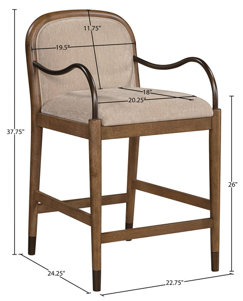 Harper Beige Fabric Upholstered Counter Stool, 1 Piece