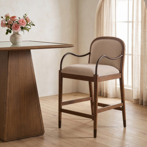 Harper Beige Fabric Upholstered Counter Stool, 1 Piece