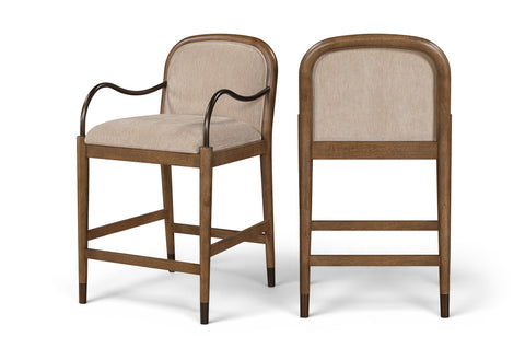 Harper Beige Fabric Upholstered Counter Stool, 1 Piece