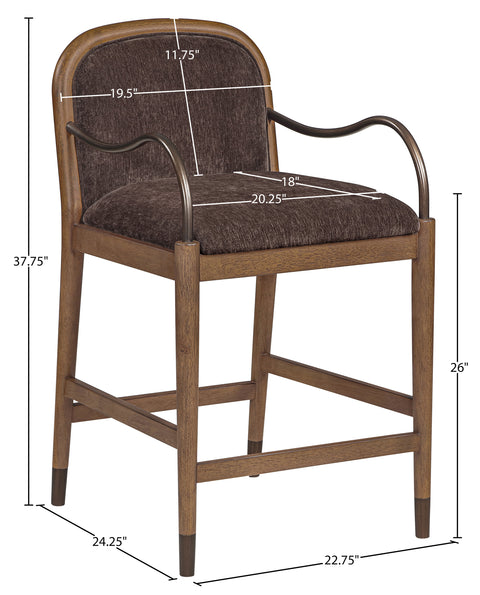 Harper Brown Fabric Upholstered Counter Stool, 1 Piece