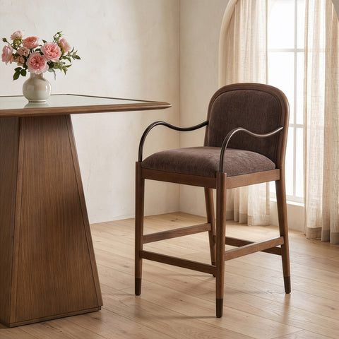 Harper Brown Fabric Upholstered Counter Stool, 1 Piece