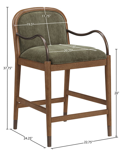 Harper Green Fabric Upholstered Counter Stool, 1 Piece