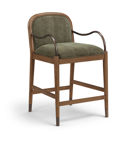 Harper Green Fabric Upholstered Counter Stool, 1 Piece
