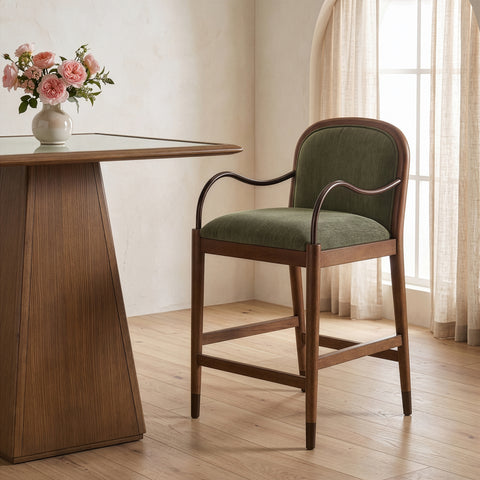 Harper Green Fabric Upholstered Counter Stool, 1 Piece