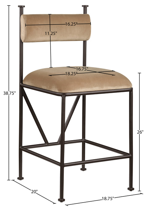 Camden Beige Velvet Performance Fabric Upholstered Counter Stool, 2-Piece