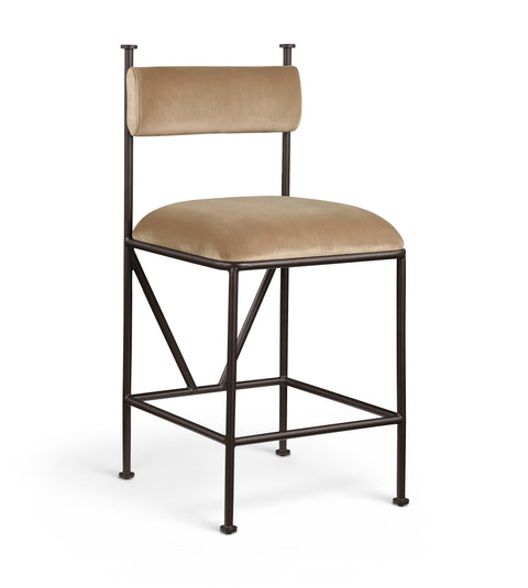 Camden Beige Velvet Performance Fabric Upholstered Counter Stool, 2-Piece