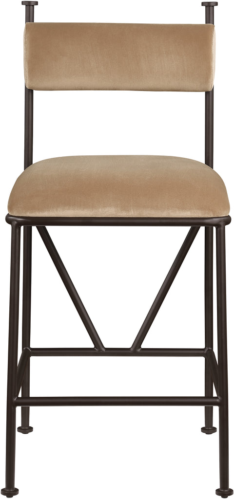 Camden Beige Velvet Performance Fabric Upholstered Counter Stool, 2-Piece