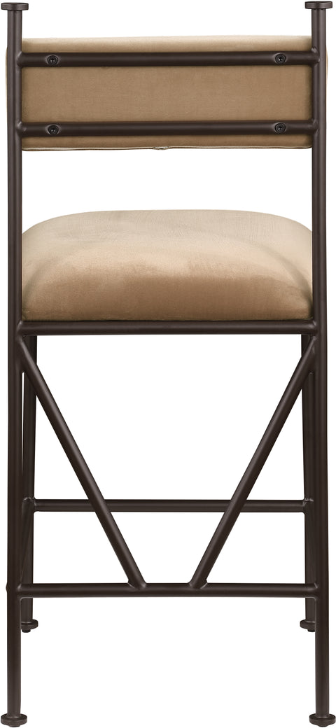 Camden Beige Velvet Performance Fabric Upholstered Counter Stool, 2-Piece