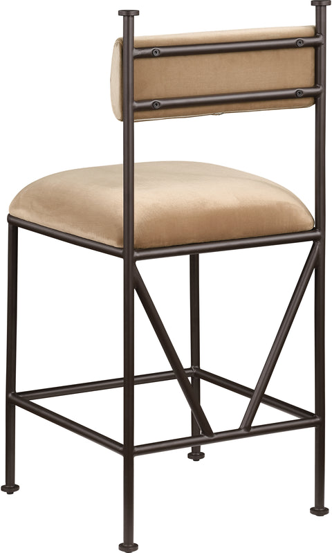 Camden Beige Velvet Performance Fabric Upholstered Counter Stool, 2-Piece