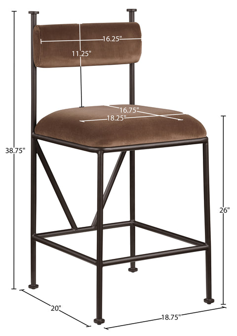 Camden Brown Velvet Performance Fabric Upholstered Counter Stool, 2-Piece