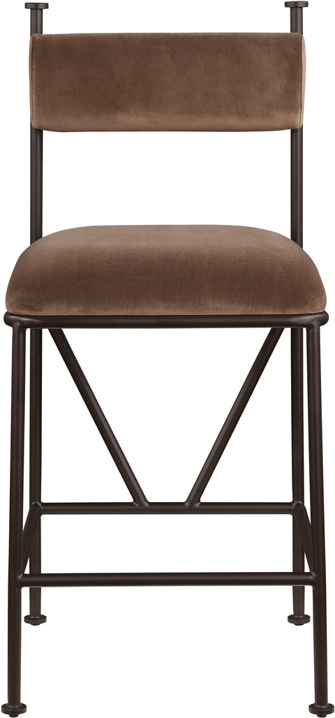 Camden Brown Velvet Performance Fabric Upholstered Counter Stool, 2-Piece