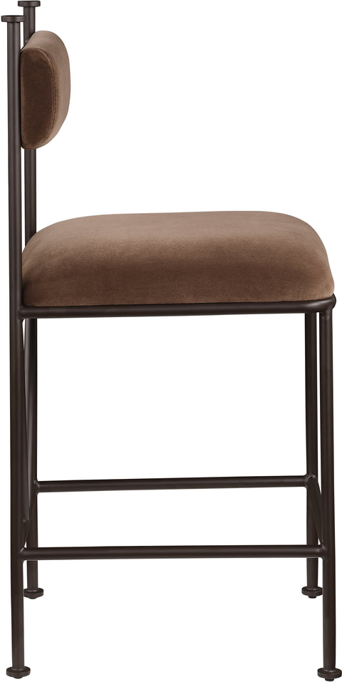 Camden Brown Velvet Performance Fabric Upholstered Counter Stool, 2-Piece