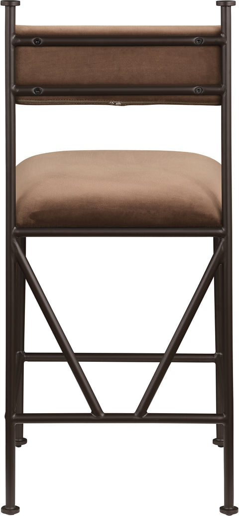 Camden Brown Velvet Performance Fabric Upholstered Counter Stool, 2-Piece