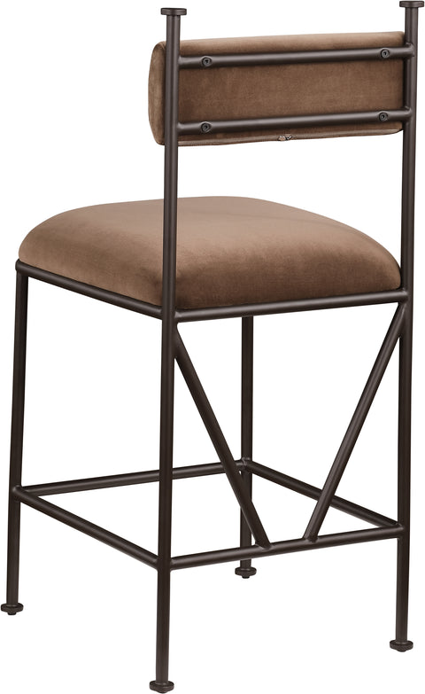 Camden Brown Velvet Performance Fabric Upholstered Counter Stool, 2-Piece