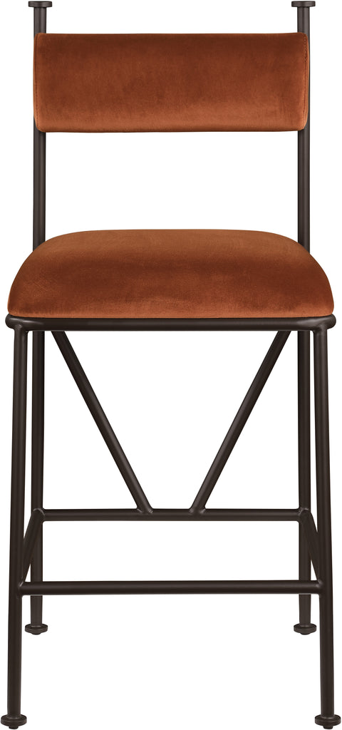 Camden Cognac Velvet Performance Fabric Upholstered Counter Stool, 2-Piece