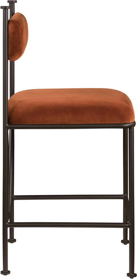 Camden Cognac Velvet Performance Fabric Upholstered Counter Stool, 2-Piece