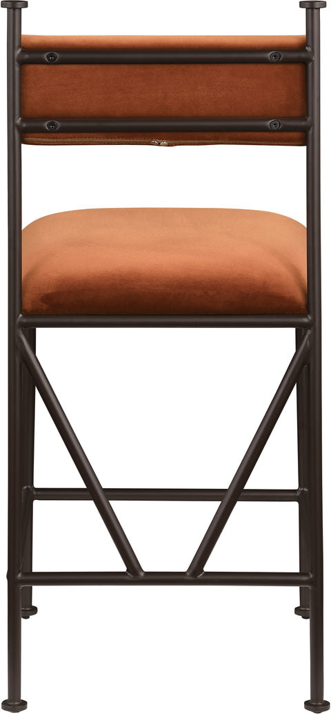 Camden Cognac Velvet Performance Fabric Upholstered Counter Stool, 2-Piece