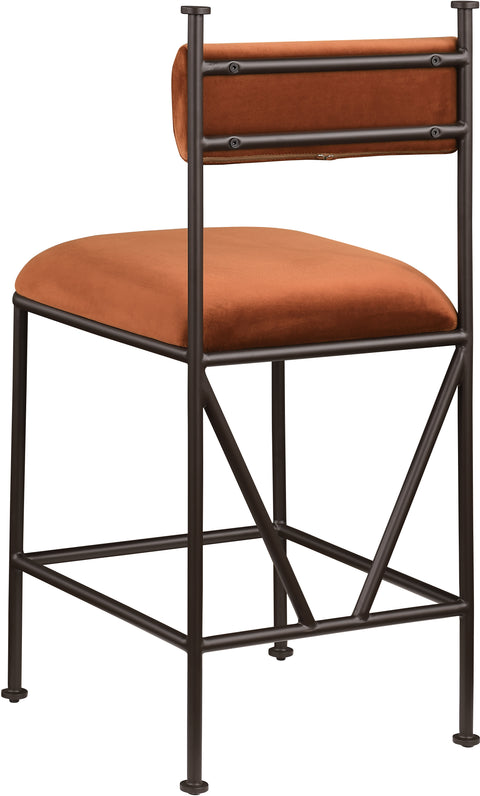Camden Cognac Velvet Performance Fabric Upholstered Counter Stool, 2-Piece