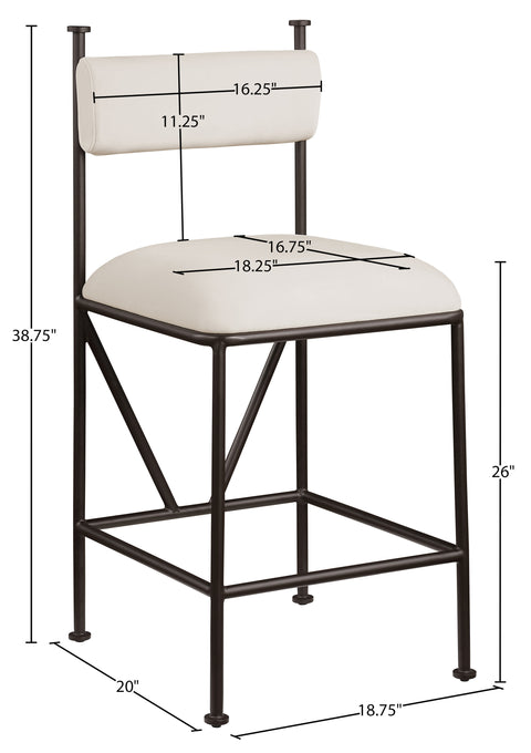 Camden Cream Velvet Performance Fabric Upholstered Counter Stool, 2-Piece