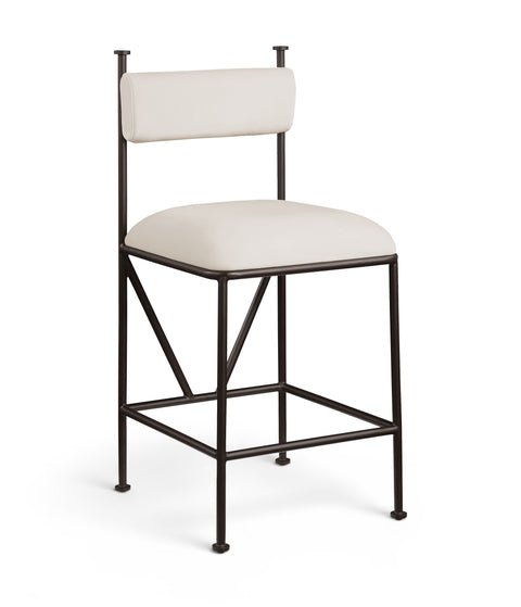 Camden Cream Velvet Performance Fabric Upholstered Counter Stool, 2-Piece